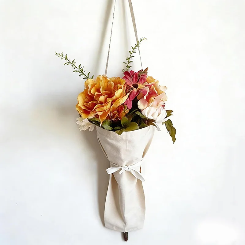 10pcs Flower Wrapping Bag Hanging Portable Flower Cloth Tote Pouch Handmade Reusable Party Bouquet Gift Bags Decoration
