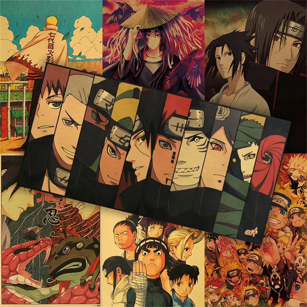 Naruto Poster Sasuke Anime Around Naruto Bedroom Boy Girl Creative Wall Decoration Naruto Surrounding Kraft Wall Stickers Mural