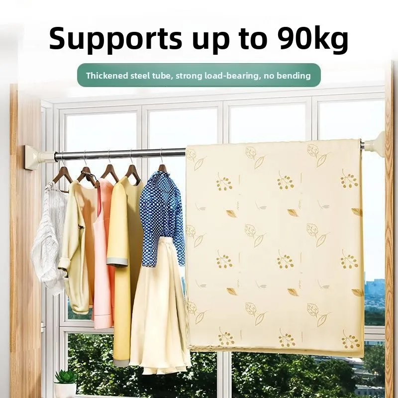 

Lightweight Indoor Clothes Drng Rods Window Kitchen Curtain Rods Suction Cup Wall Hanging No Drilling Required Adjustable