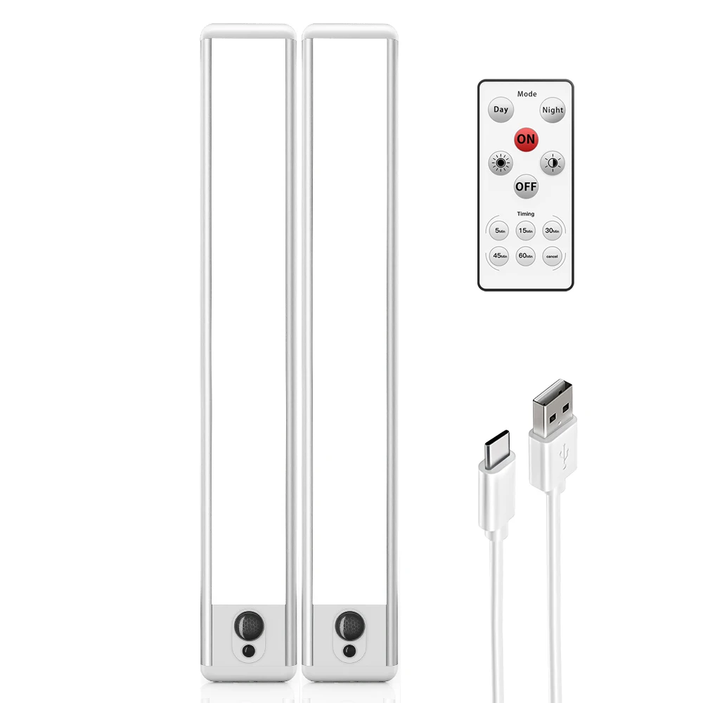 캐비닛 조명 아래, LED 옷장 조명 무선 USB 충전, 모션 센서 조명 실내 3500K 원격 제어로 밝기 조절 가능