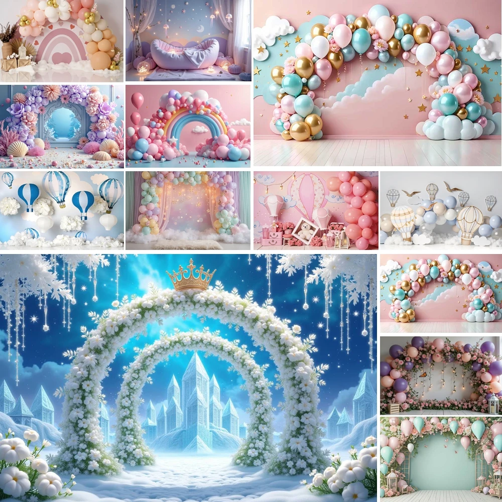 

MOON.QG Baby Shower Birthday Background Arch Balloon Flowers Rainbow Backdrop Children Decor Photo Booth Wallpaper Accessories