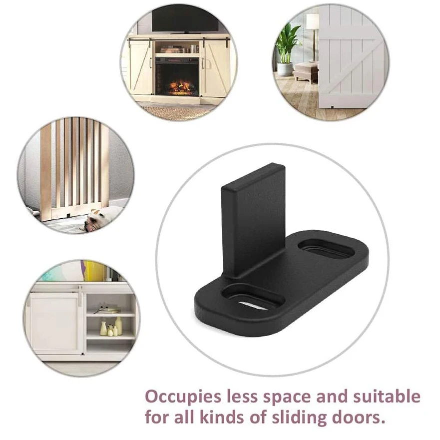 LWZH Barn Door Floor Guides Floor Mount Adjustable Set of 2 Sliding Barn Door Hardware Bottom Adjustable Double Clip Guides