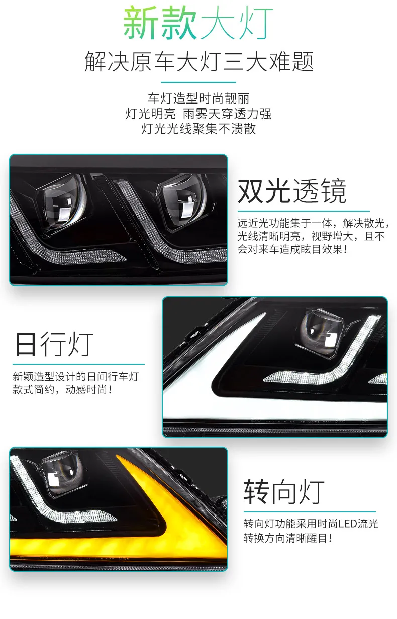1set car bumper headlamp for Toyota Sienna headlight 2011~2016y ALL IN LED DRL car daytime running light sienna head light