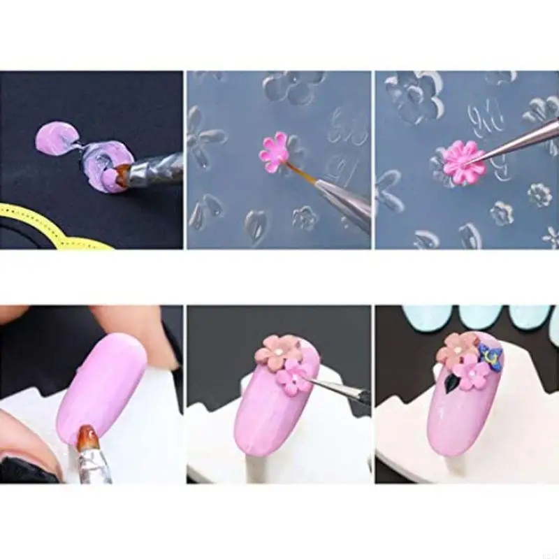 E21F Nail Art Mold UV Epoxy Resin Glue Silicone Mould Flower Animals  for Butterfly Heart Cartoon Decorative Sticker Nail Jew