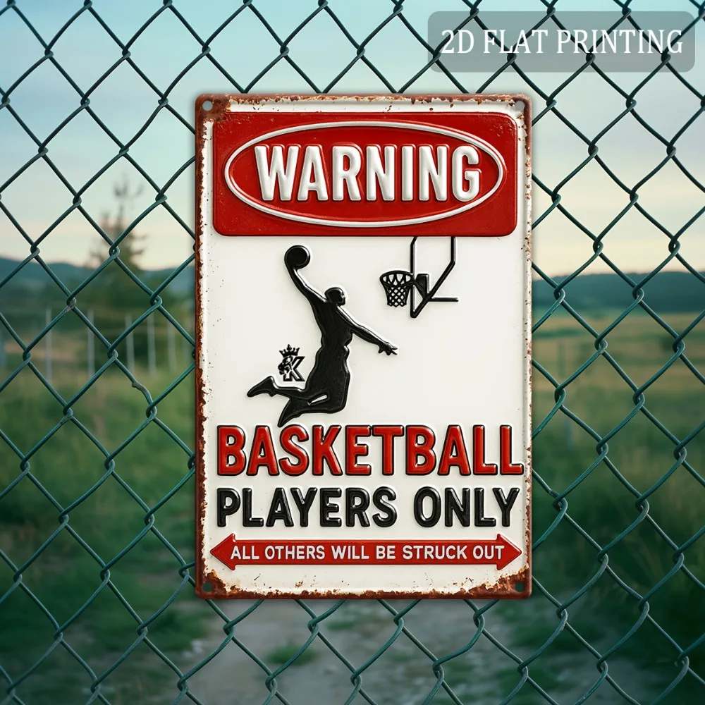 1Pc 2D Flat Vintage Basketball Sign, 8"X12" Metal Wall Art …