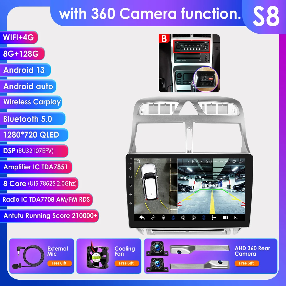9 "Android 13 Autoradio GPS Stereo Voor Peugeot 307 307CC 307SW 2002-2013 multimedia speler 4G Autoradio 2din AI Carplay head Unit