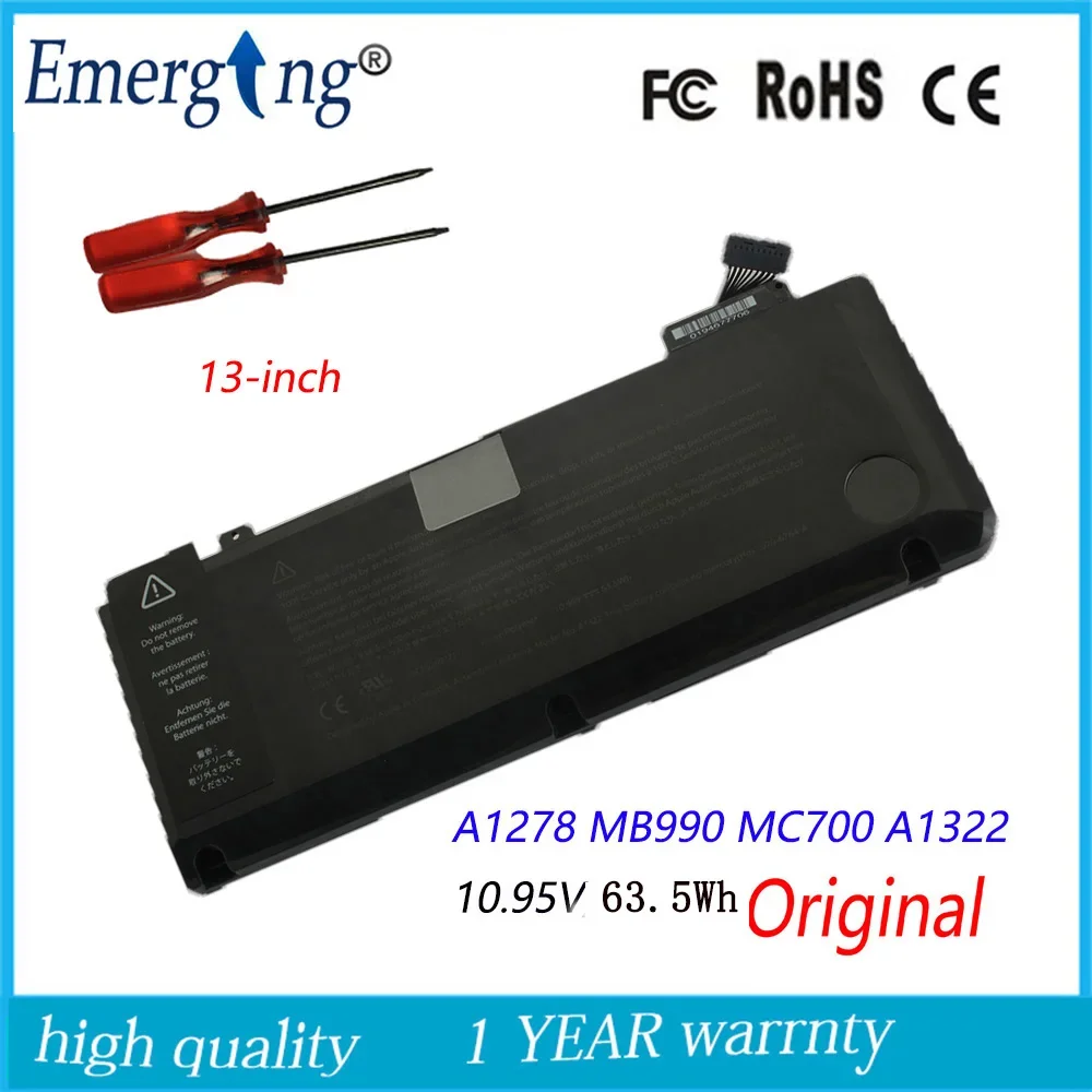 

10.95v 63.5Wh New Original A1322 Laptop Battery for APPLE Macbook Pro 13" A1278 Mid 2009/2010/2011/2012 With Tools