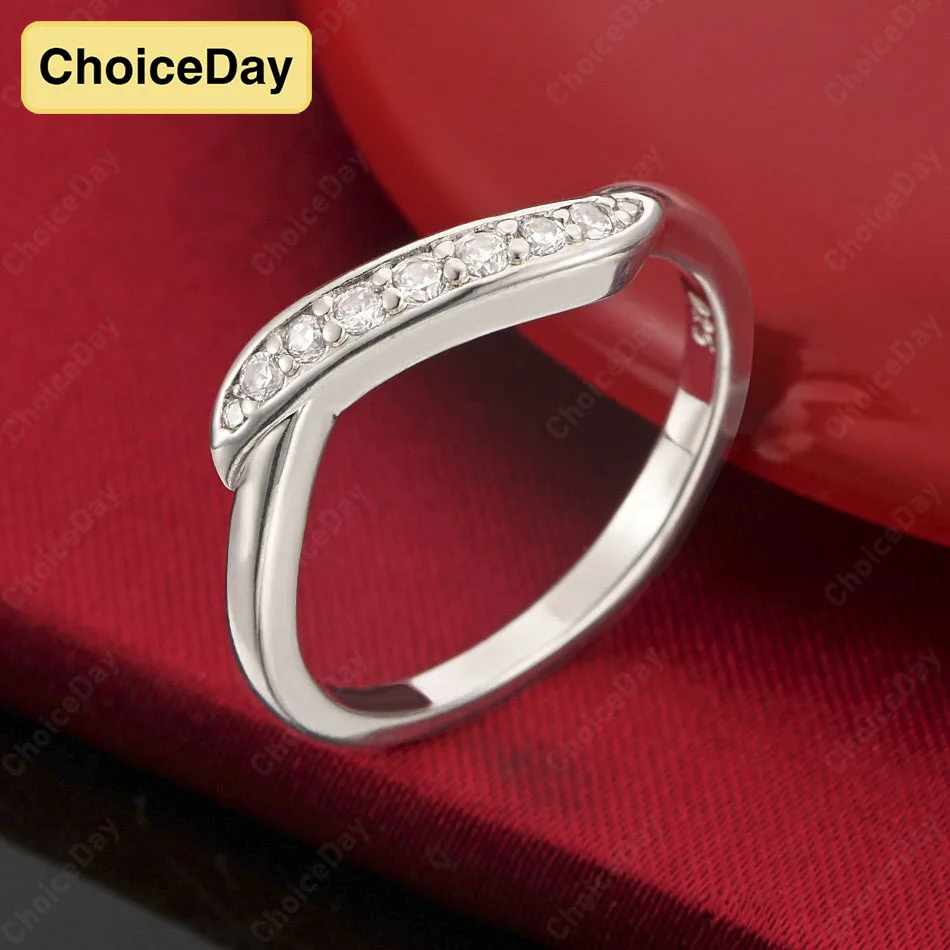 ChoiceDay موضة 925 فضة 7-10 رائعة الزركون خاتم المرأة اكسسوارات مزاجه مجوهرات هدية حفلة