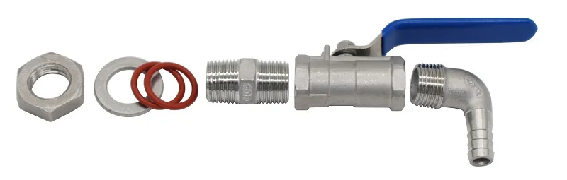 1/2 Zoll (DN15) Edelstahl 304 Kompakt-Kugelhahn ohne Löten und 8mm-25mm-25mm Schlauchanschluss für Heimbrau-Kessel – Detail 8