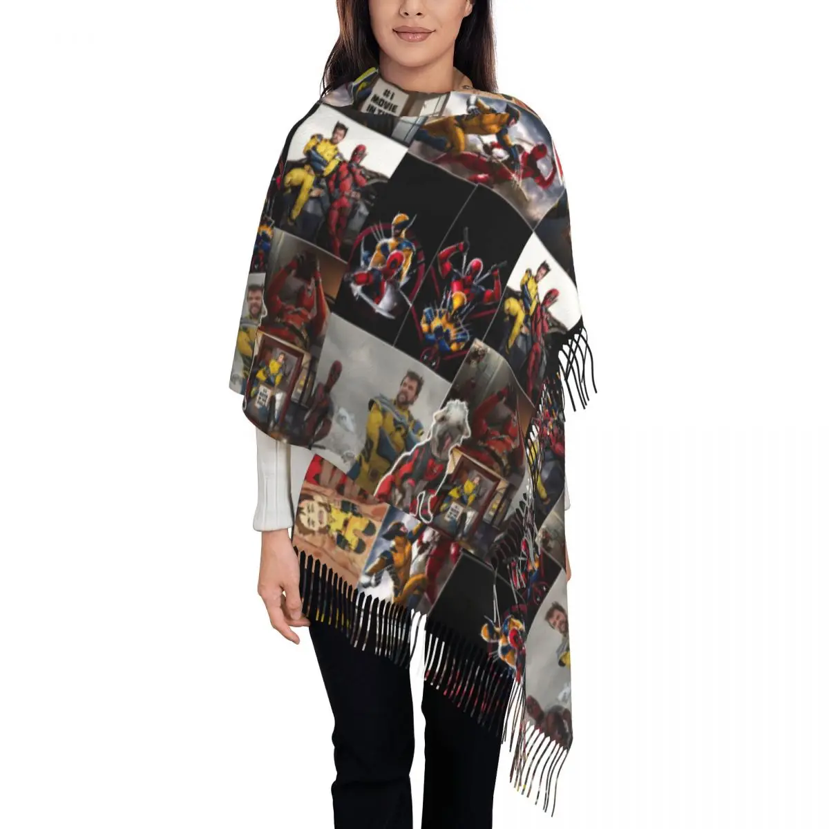 

Custom Printed Deadpool & Wolverine Wallpaper Scarf Men Women Winter Fall Warm Scarves Wolverine Superhero Shawl Wrap