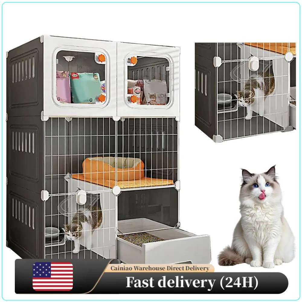 

Интегрированный домик-гамак для кошек, комнатный вольер-бокс для кошек (серый)