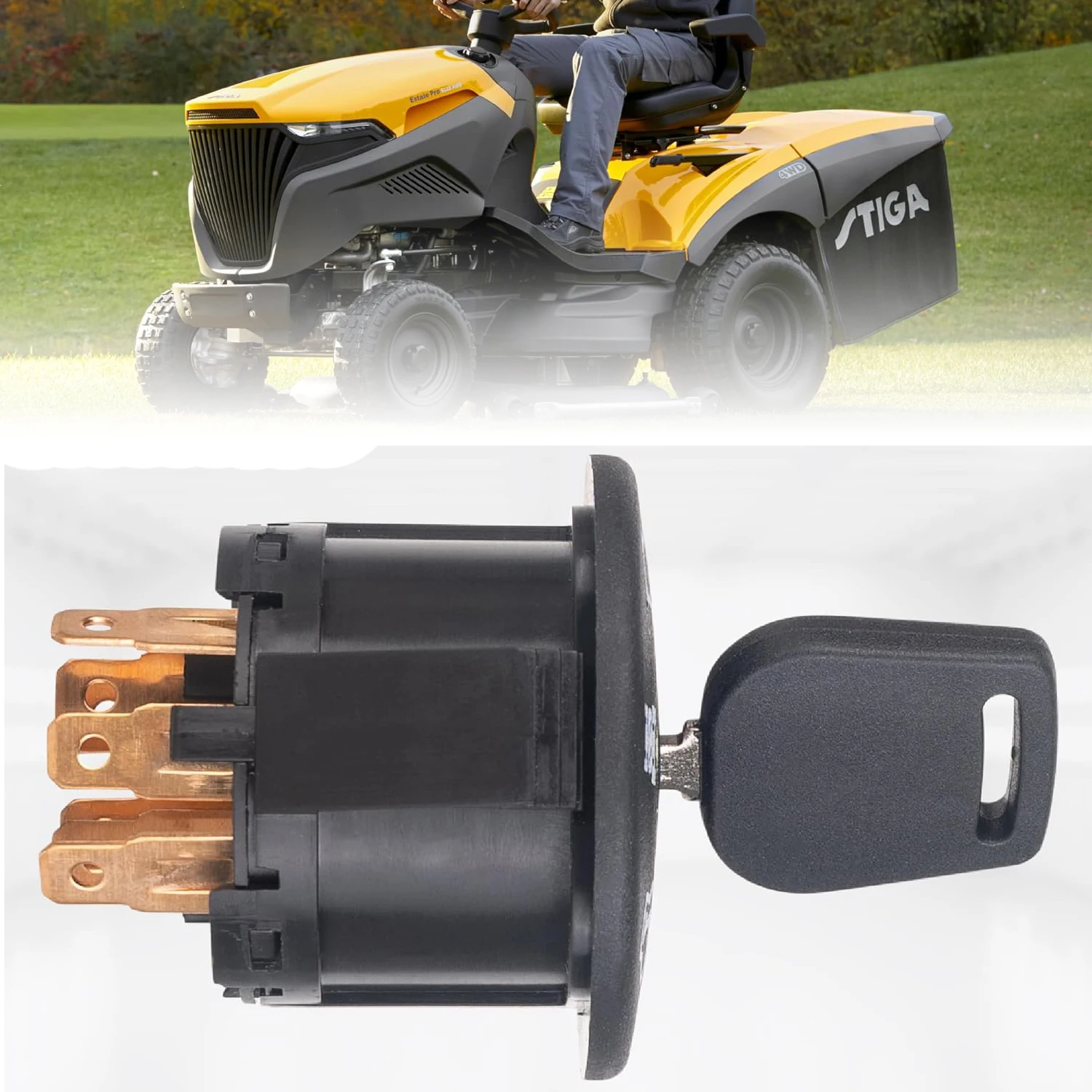 Ignition Starter Switch 4 Position with Key Fits Husqvarna, AYP, Craftsman, Sears, Poulan Lawn Mower Rider Replace 532193350