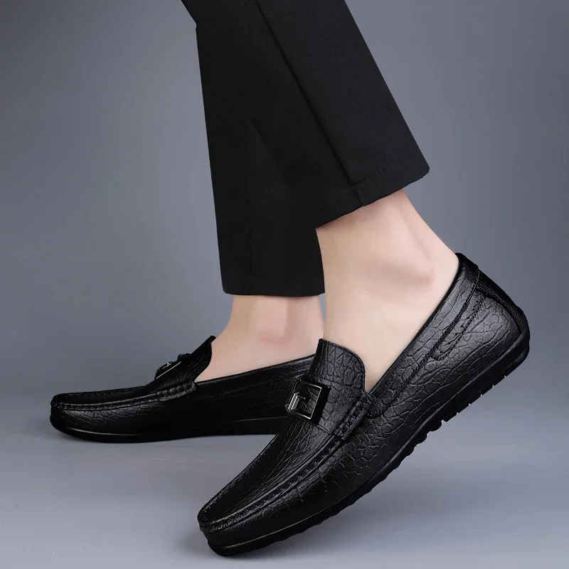 2023 Genuine Leather Mens Loafers Moccasins Shoes Designer Men Casual Handmade Formal Slip on Male Boat Shoes Zapatillas Hombre