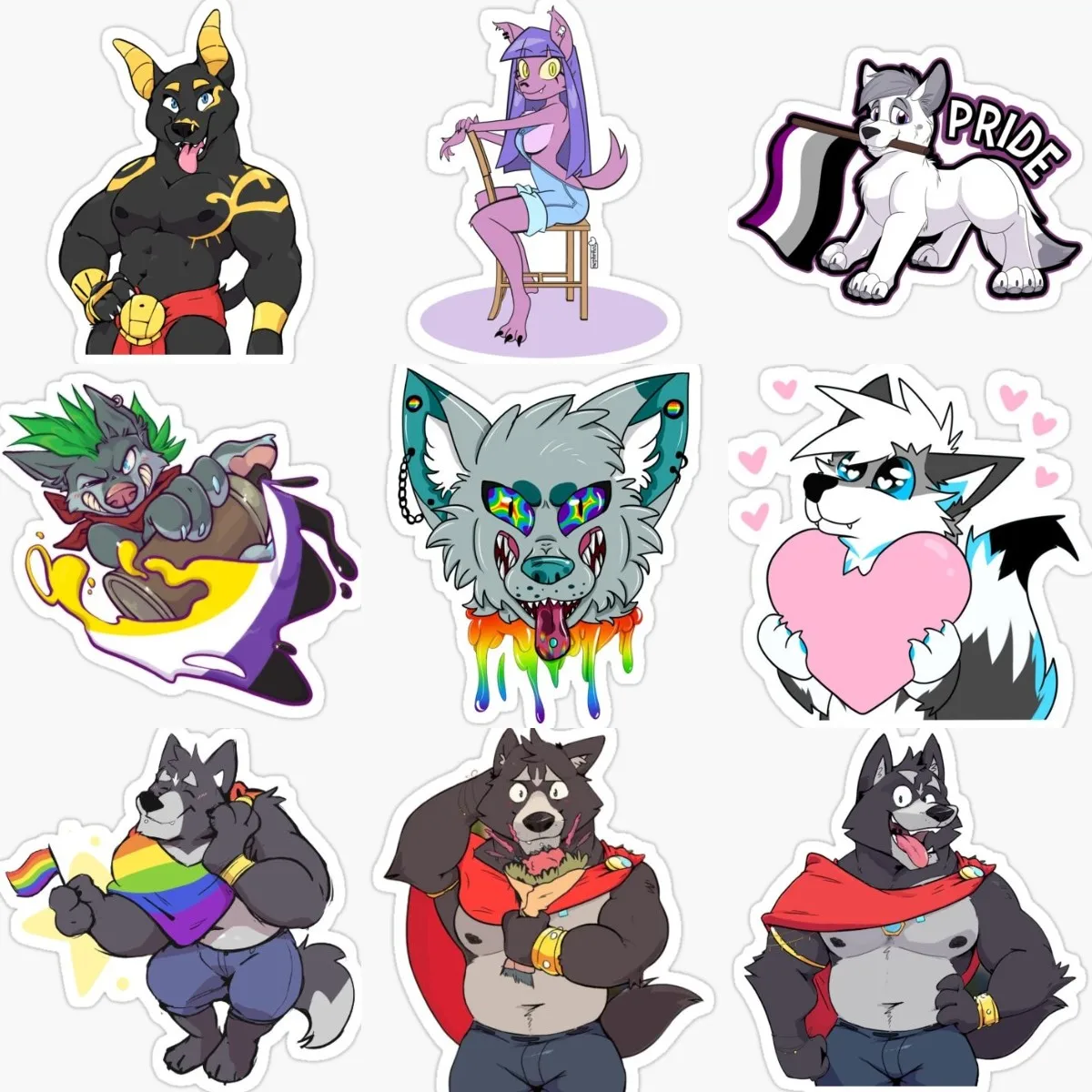 Anime Furry Wolf Fine Femboy Stickers Laptop Motorcycle Car Vinyl Bicycle Wall Truck Room Off-road Helmet Boat Camper PVC Decal