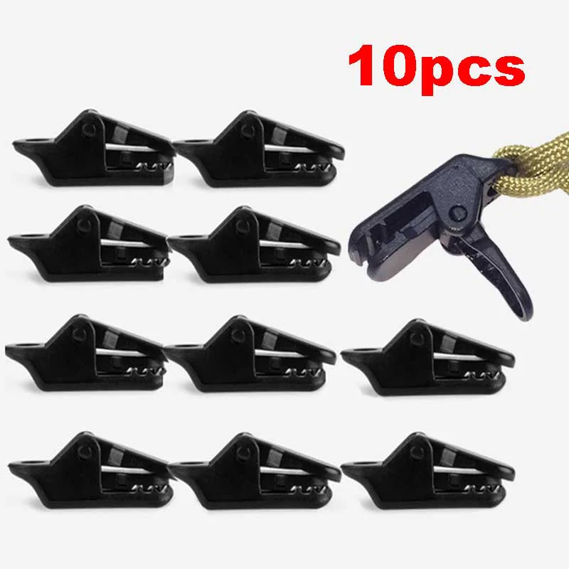 10pcs Tent Canopy Clip Plastic Double Hole Tent Rope Adjustable Buckle Curtain Alligator Clip For Outdoor Camping Hiking