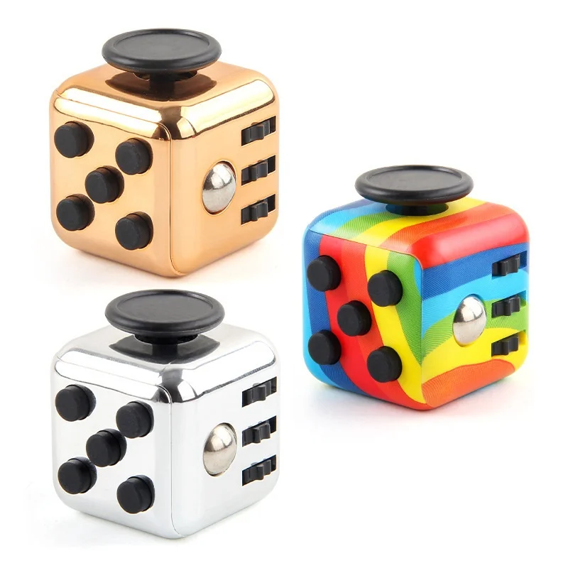 Decompression Dice Novelty Vent Toys Decompression Stress Relief Finger Magic Cube Six Sides Press Flip