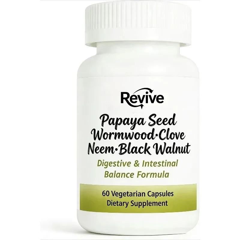 Advanced Digestive Capsules Contain Papaya Seeds Wormwood、 60 Capsules of Clove, Neem, and Black Walnut for Intestinal Health.