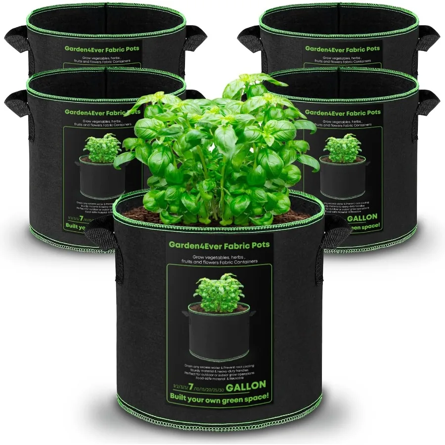 

5Pack 7 Gallon Grow Bags Heavy Duty Container Thickened Nonwoven Fabric Plant Pots with Handles