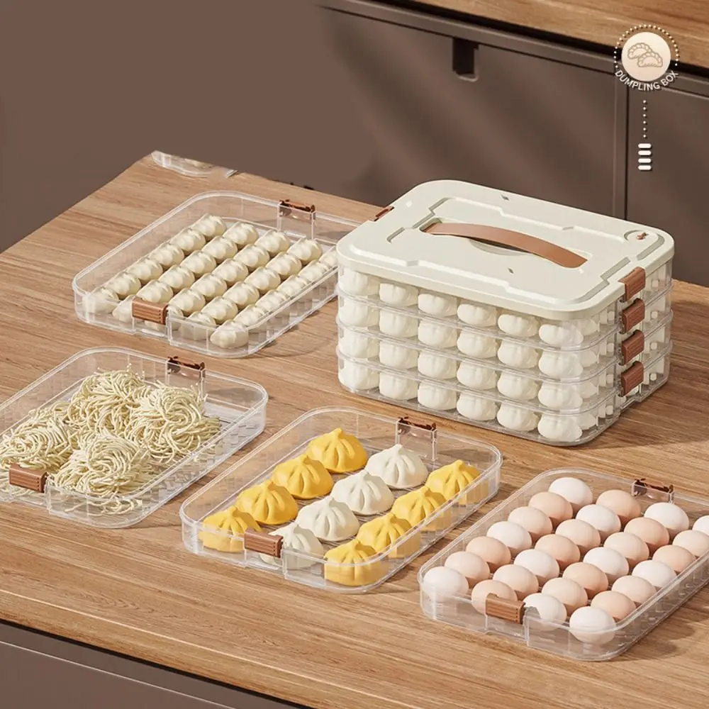 Multi-Layer Dumpling Storage Box Fresh Keeping Large Capacity Refrigerator Box 1/2/3/4/ Layers Sealed Freezer Box Home Kitchen