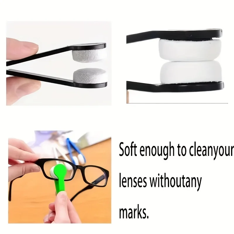 2pcs Random Color Portable Multifunctional Glasses Cleaning Rub Eyeglass Sunglasses Spectacles Microfiber Cleaning Brushes Wipin