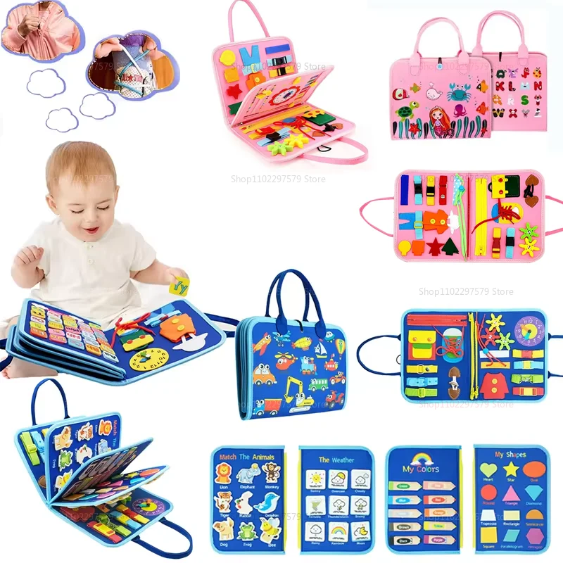 New Educational Activity Toy Montessori Toddler Busy Board Developing Motor Life Skills Sensory Kids With Autism Boys Girls Gift