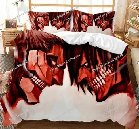 Attack on Titan Duvet Cover Anime Cartoon Bedding Set Boys Girls Bedroom Decoration Kids Gift Single Double Size Luxury Gift