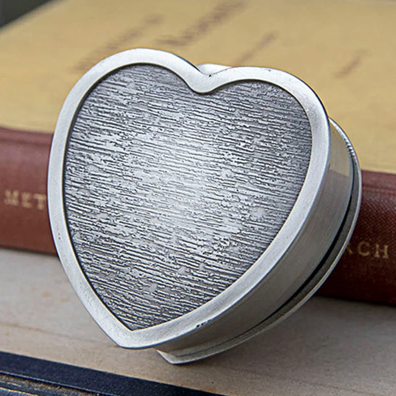 Vintage Heart Rounded Shape Metal Jewelry Box Antique Ring Trinket Storage Organizer Chest Christmas Gift