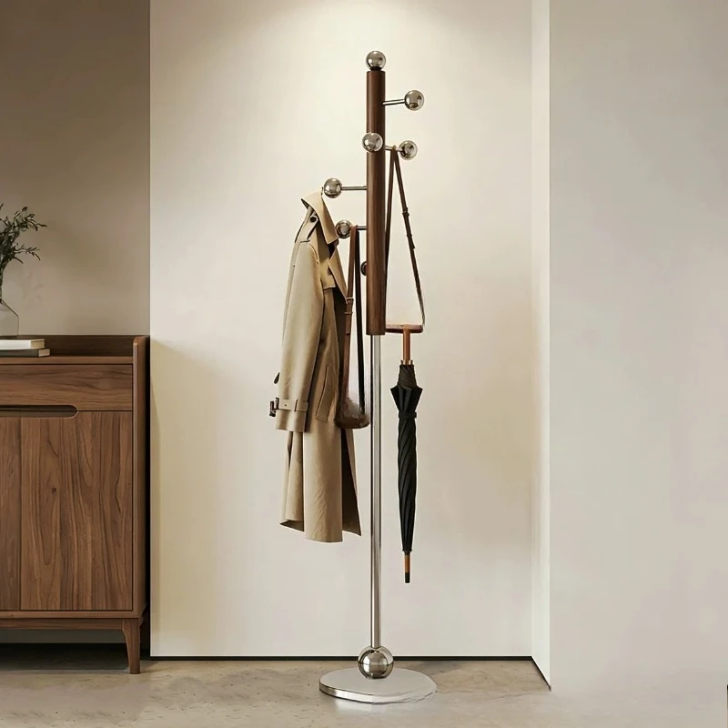 Stainless steel light luxury retro coat rack floor-to-ceiling household entrance hanging bag hanging hanger