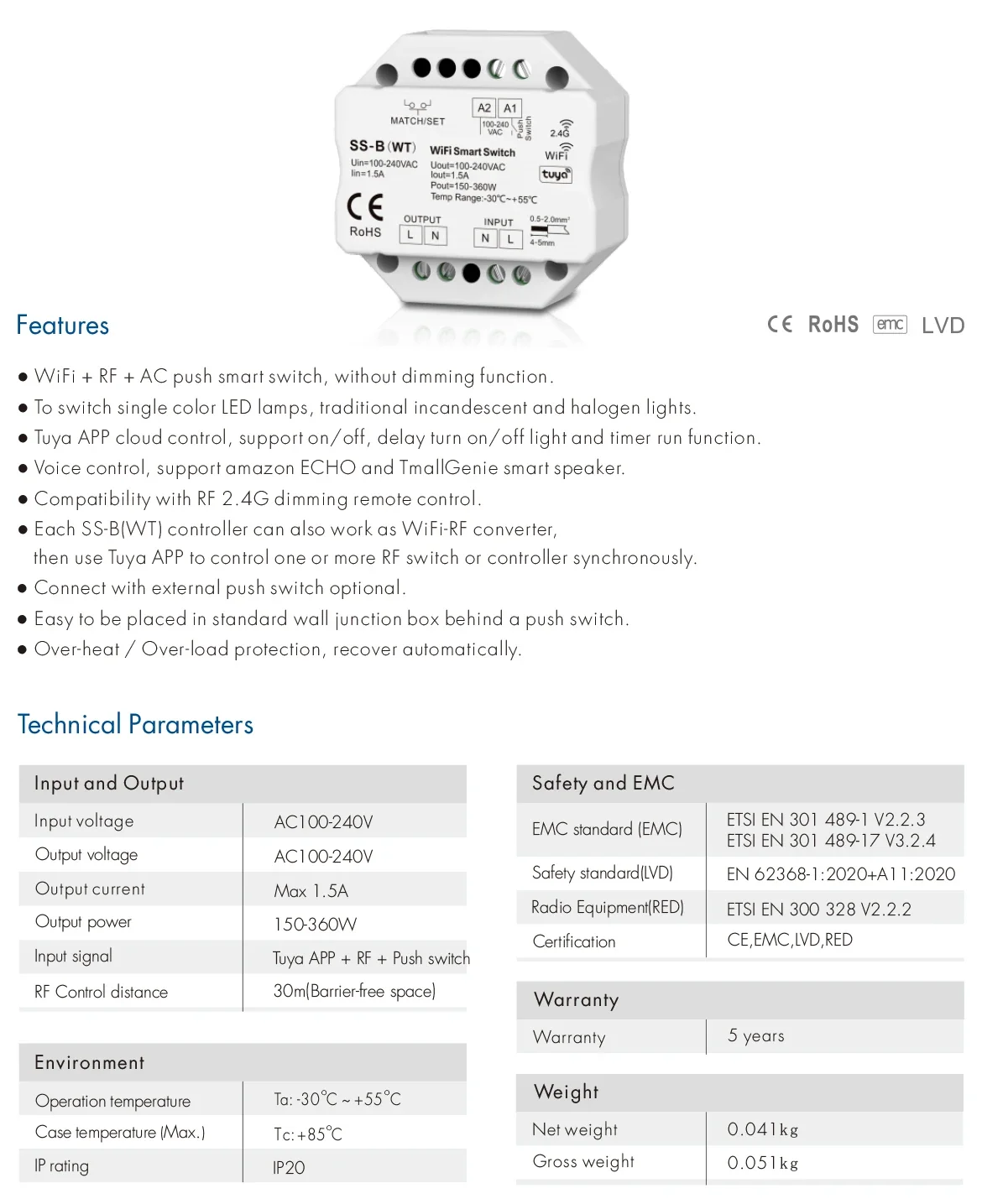 Imagem -06 - Interruptor Dimmer Inteligente com Wi-fi Zigbee rf Plus Push Switch App Tuya 1ch 1.5a 1.5a Ss-b 1.5a