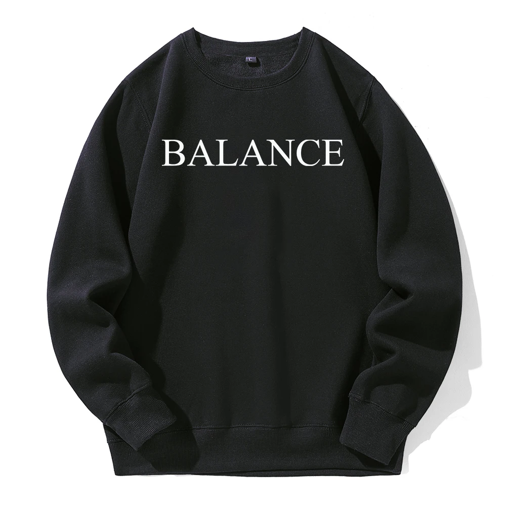 Balance Simple Letter Printing Hooded Men Fashion Street Tide Hoodies Basic Loose Oversized Sweatshirts O-Neck Fleece Warm Hoody