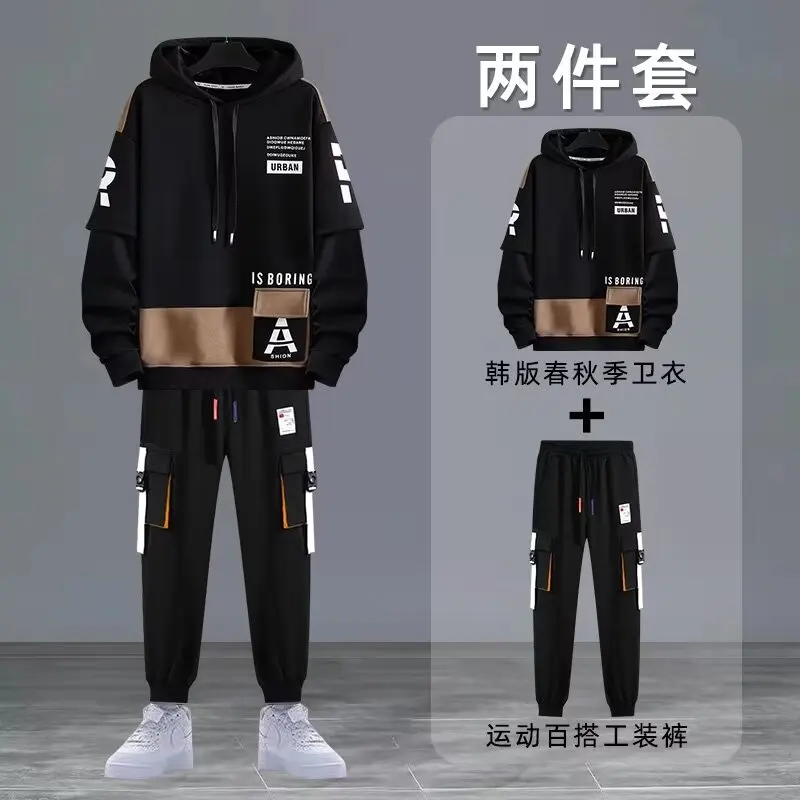 2022 Spring Autumn Men\'s Sets Print Tracksuit Men 2 Pieces Set Hoodies+Sweatpants Japan Fashion Men Clothing Jogging Sets Men