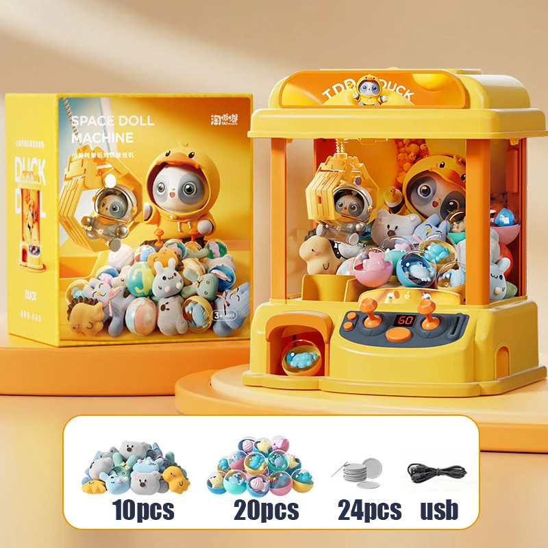 Máquina de bonecas com moedas para crianças Garra de tamanho grande Catch Toy Machines Efeito sonoro, Temporização, Brinquedos para a família, Girl