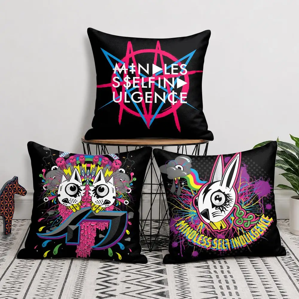 M-Mindless Self IndulgenceS Band Cushion Cover Double-Sided Plush Sofa Pillow Case Organic Breathable Invisible Zipper