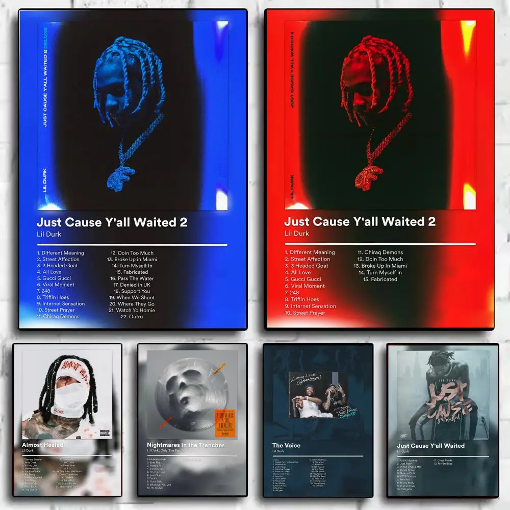 Famous Rapper L-Lil Durk Poster Modern Minimalist Wall Art Prints for Bedroom Living Room Aesthetic Contemporary Decor Gift