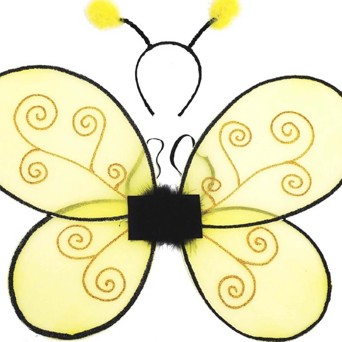 ハロウィン蜂の羽 2ピース衣装 ファンタジーパーティー コスプレ羽根 ヘッドバンドセット 子供用パーティーアクセサリー