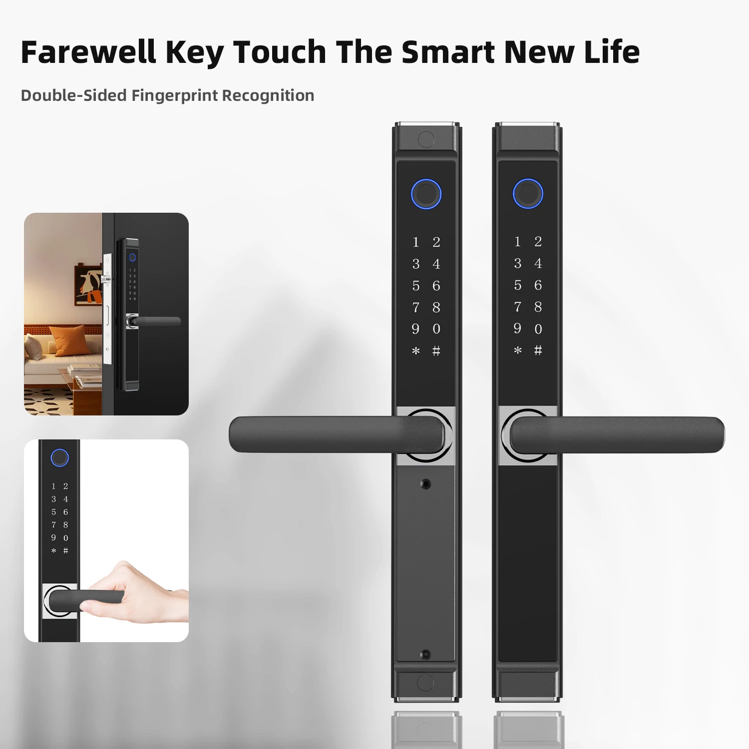 July003 Digital Lock with Double Side Fingerprint Security Biometric Fingerprint Smart Door Lock with Tuya Wifi TTlock App