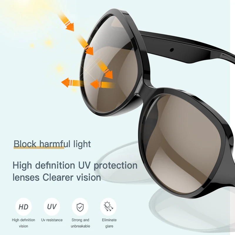 F07-auriculares inalámbricos con Bluetooth para mujer, gafas estéreo con asistente de voz, 5,3, bisel polarizado, gafas de pesca excitadas