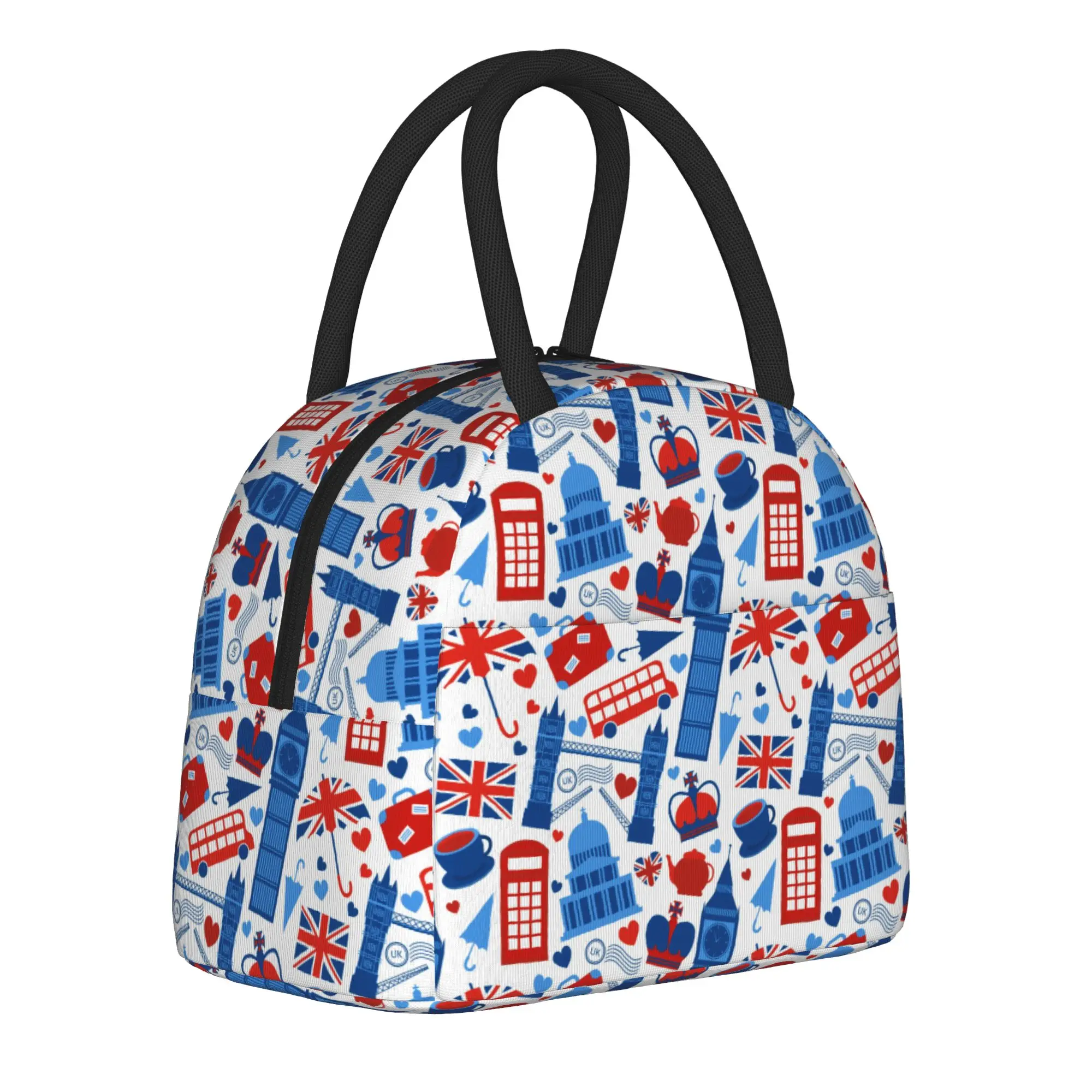 English Insulated Lunch Bags Leakproof London Reusable Cooler Bag Tote Lunch Box Work  Travel Girl Boy