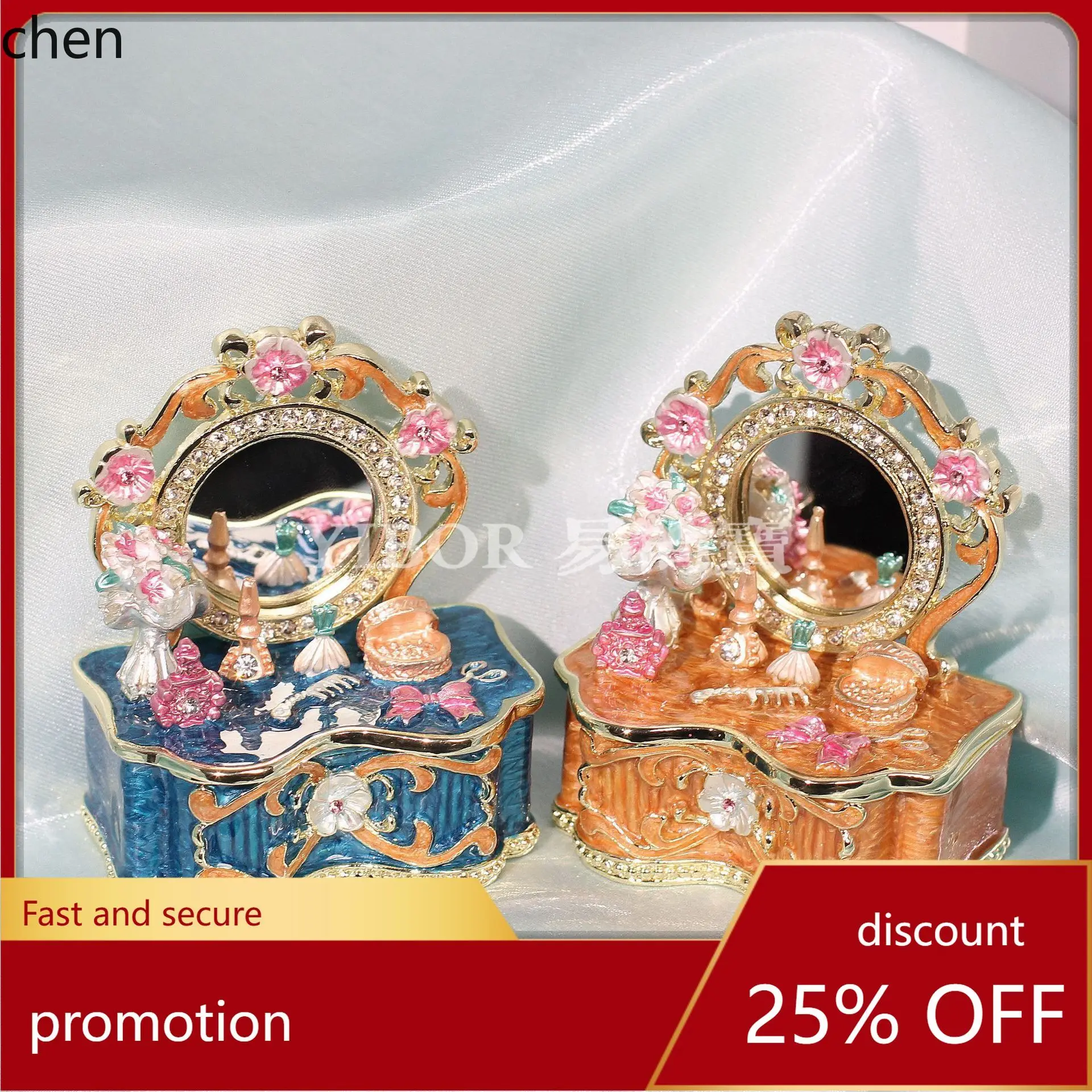 

H1 Alloy Enamel Jewelry Box Gift Ring Necklace Accessory Storage Box Handicrafts Dressing Table Ornament Wholesale