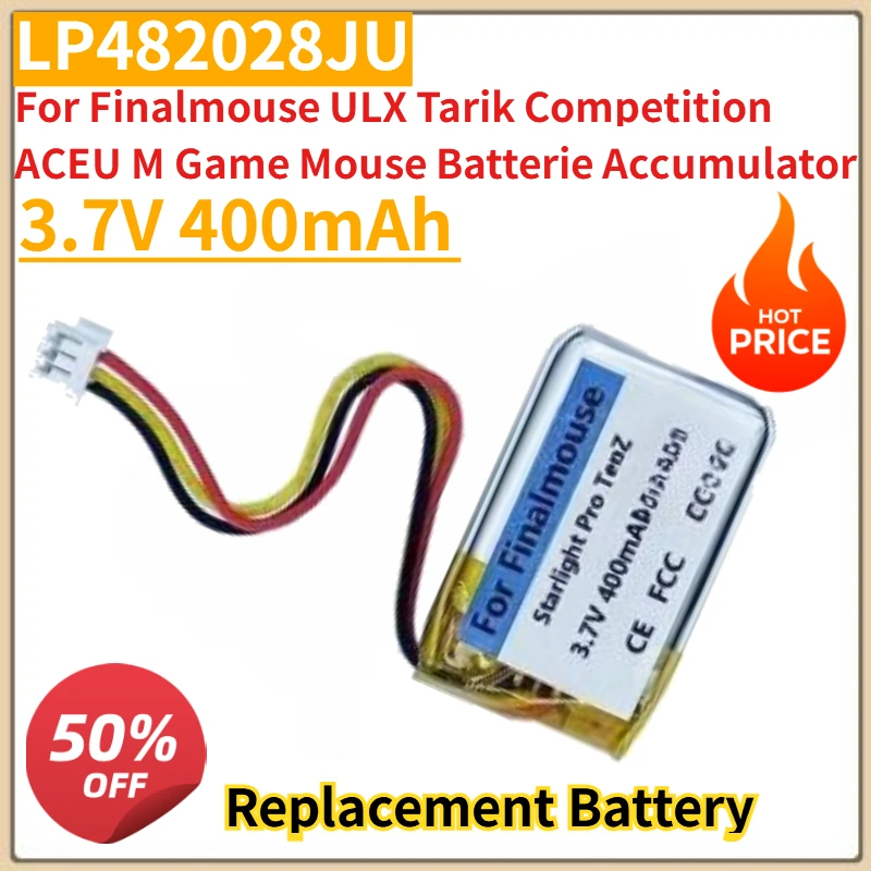 

New 3.7V 400mAh LP482028JU Replacement Battery For Finalmouse ULX Tarik Competition ACEU M Game Mouse Batterie Accumulator