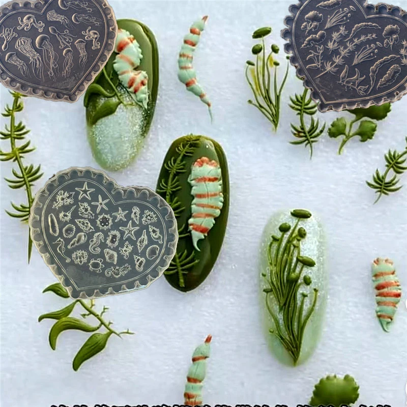 1 Pcs Tulip Sea Shell Jellyfish Goldfish Starfish 3D Acrylic Nail Mold Nail Decorations DIY Silicone Manicure Mold Nail Art Mold