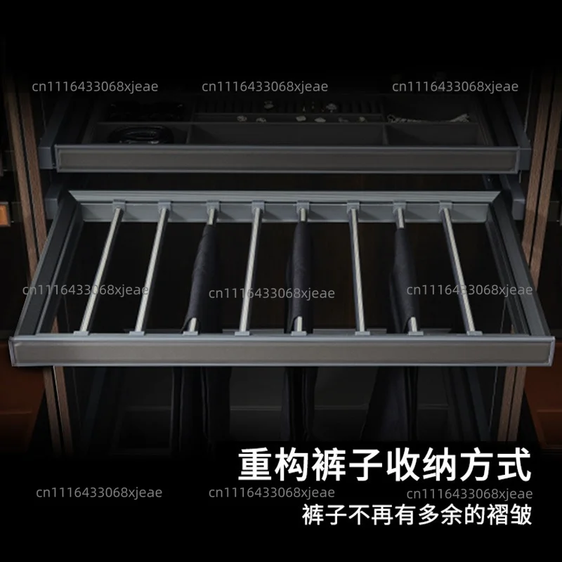 Wardrobe pull-up basket pull-out pants rack telescopic frame damping jewelry box storage in cabinet storage basket cloakroom