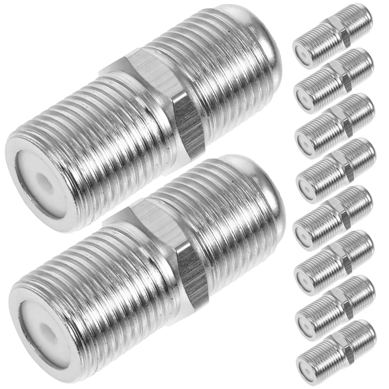 10Pcs F-Type Female to Female Coaxial Cable Coupler Copper Connector TV Cable Extender Adapter Prevents Signal Loss