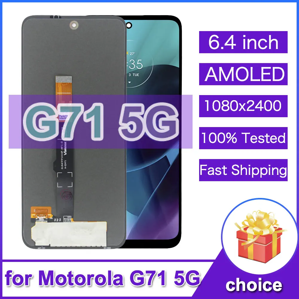 100% Tested LCD for Motorola G71 5G 2022 LCD Display Touch Screen Digitizer Replacement for Moto G71 XT2169 Phone LCD With Frame