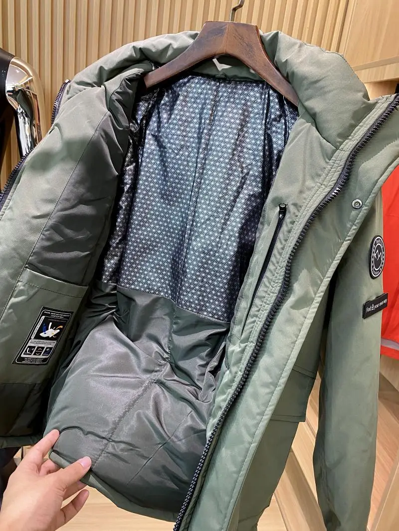 Jaket Kerja Luar Ruangan Pria Aphene Self-Heating Berbahan Katun, Mantel Musim Dingin Modis, Hangat, Model Stand Fit, Panjang Reguler, Berkerudung