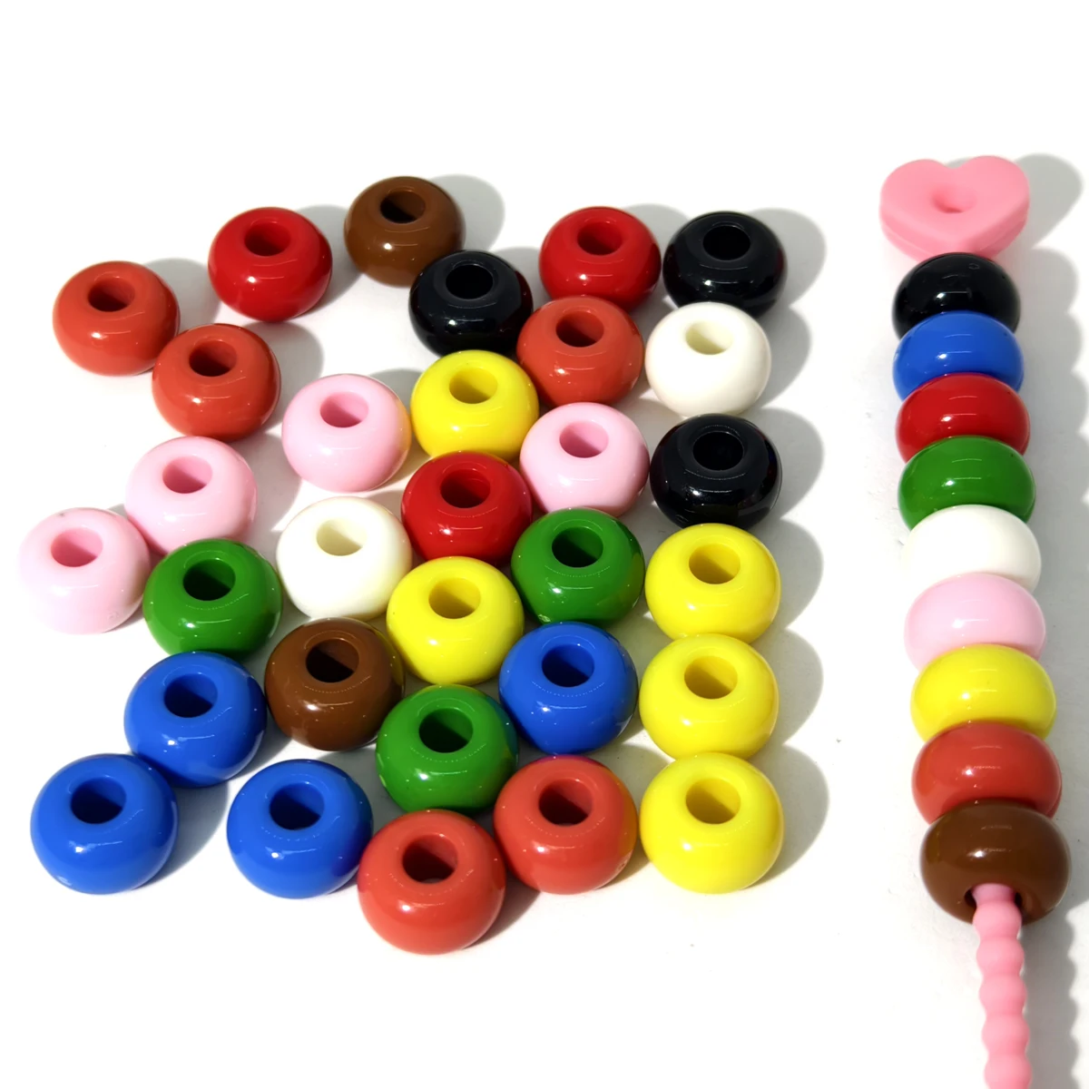 Acrylic color 16mm large hole oblate wheel bead making DIY bracelet keychain jewelry accessories for Valentine\'s Day gifts