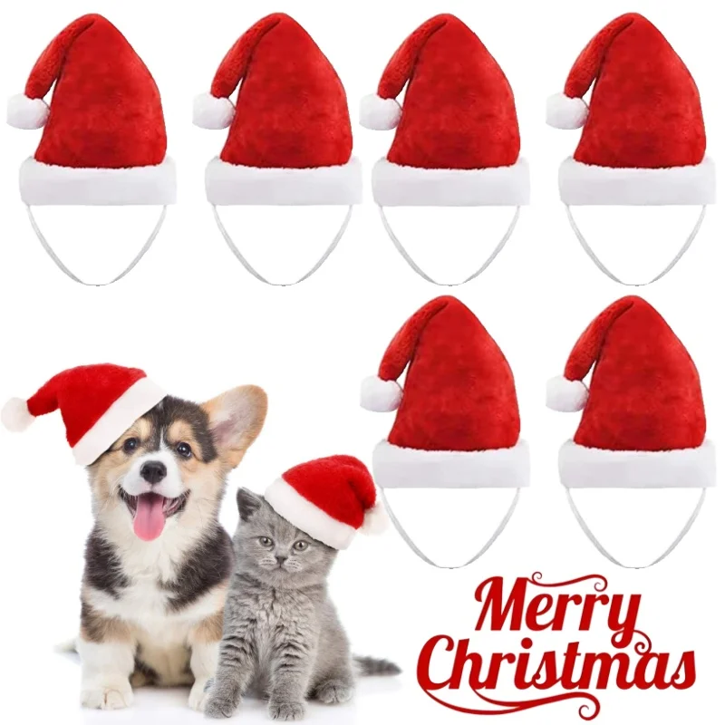Hund Weihnachtsmütze Weihnachtsmann Kostüm Plüschmütze für kleine Hunde Welpen Party Festival Foto Requisiten Haustierkleidung Weihnachtszubehör