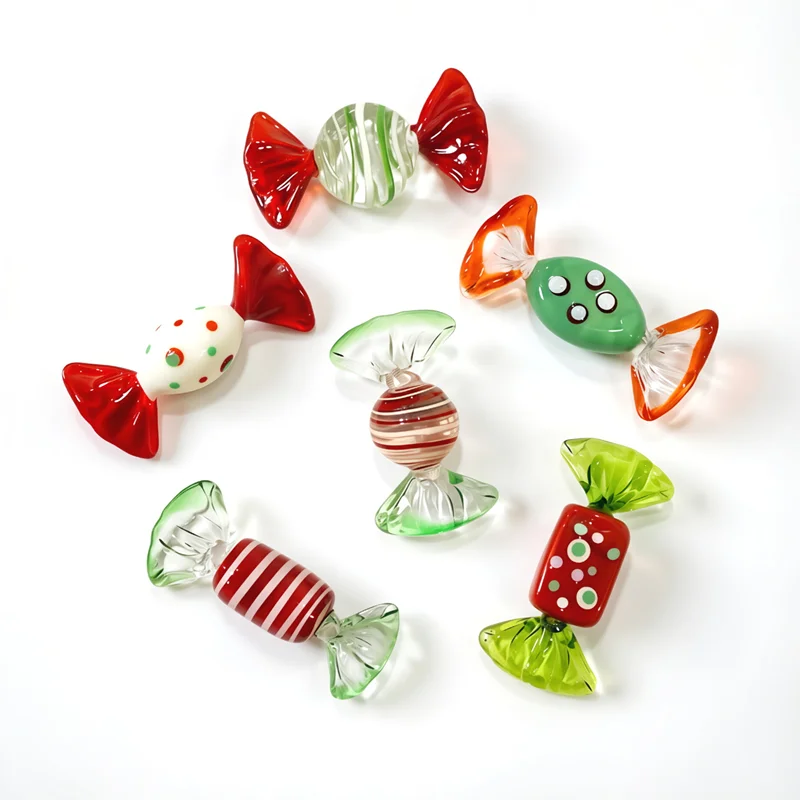 

6pcs Vintage Handmade Murano Glass Candy Figurine Unique Collection Home Tabletop Decor Ornament Christmas Present New Year Gift
