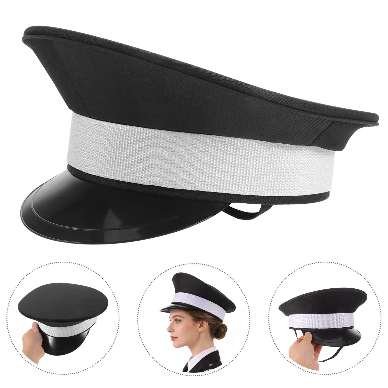 Police Officer Cap Costume Hat for Children Adults Adjustable Comfortable Fabric Perfect for School Play Halloween Cosplay