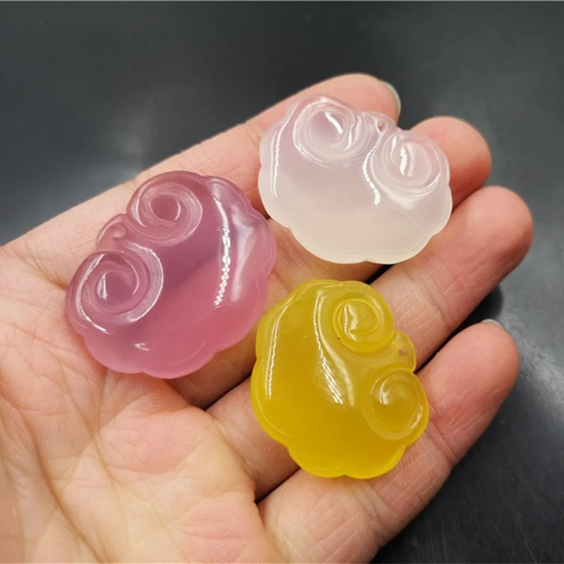 chalcedony double-sided Ruyi , white agate auspicious cloud lock ornament, jade pendant